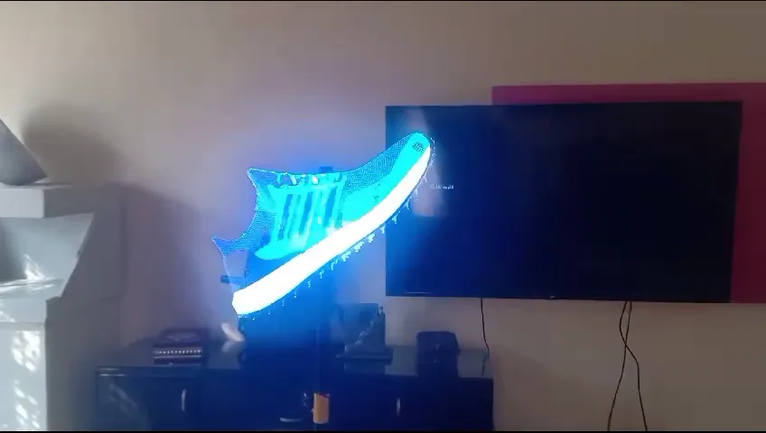Floating product hologram display