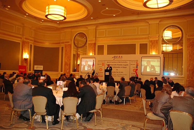 British Egyptian Business Association (BEBA) Conference – Professional LED Displays Conference Audiovisual Solutions Professional Event Lighting Technical Installation & On-site Support by Hyper Sonic Egypt