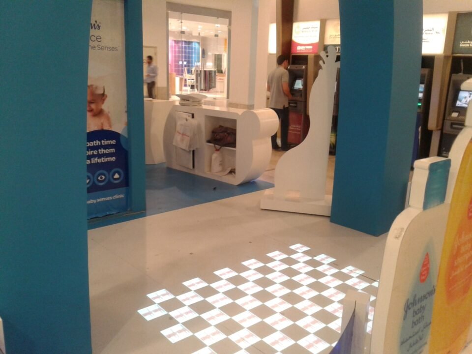 Johnson's Baby retail brand activation with interactive floor projection